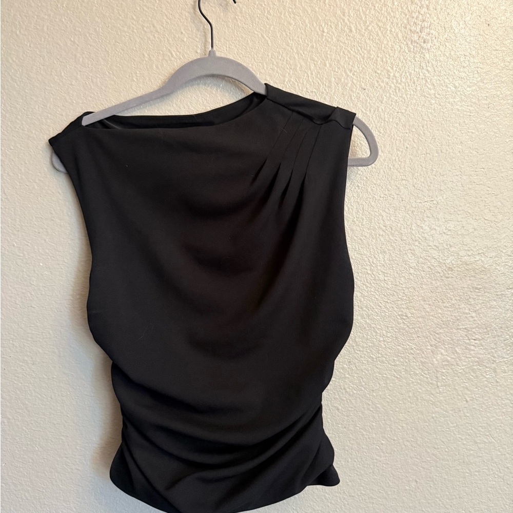 Abercrombie & Fitch Runched Zipper Black Sleeveless Top